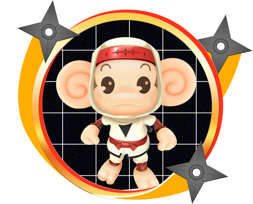 Imagem da roupinha de shinobi no AiAi (personagem no jogo super monkey ball Banana rumble)