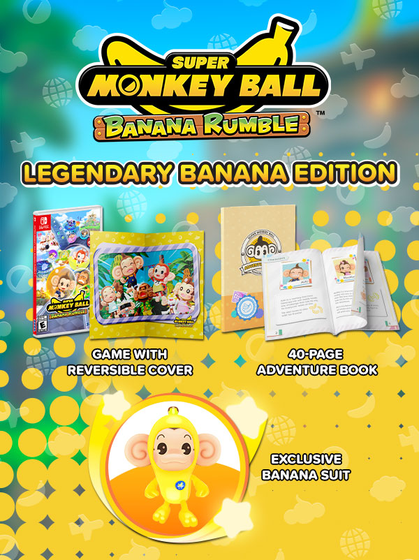 Cartaz da edição Legendary Banana Edition do jogo Super Monkey Ball Banana rumble