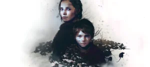 Uma menina e um menino rodeados por ratos. Capa do jogo A Plague Tale Innocence