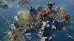 Visão ampla e aérea de Saiadha em Endless Legend 2.