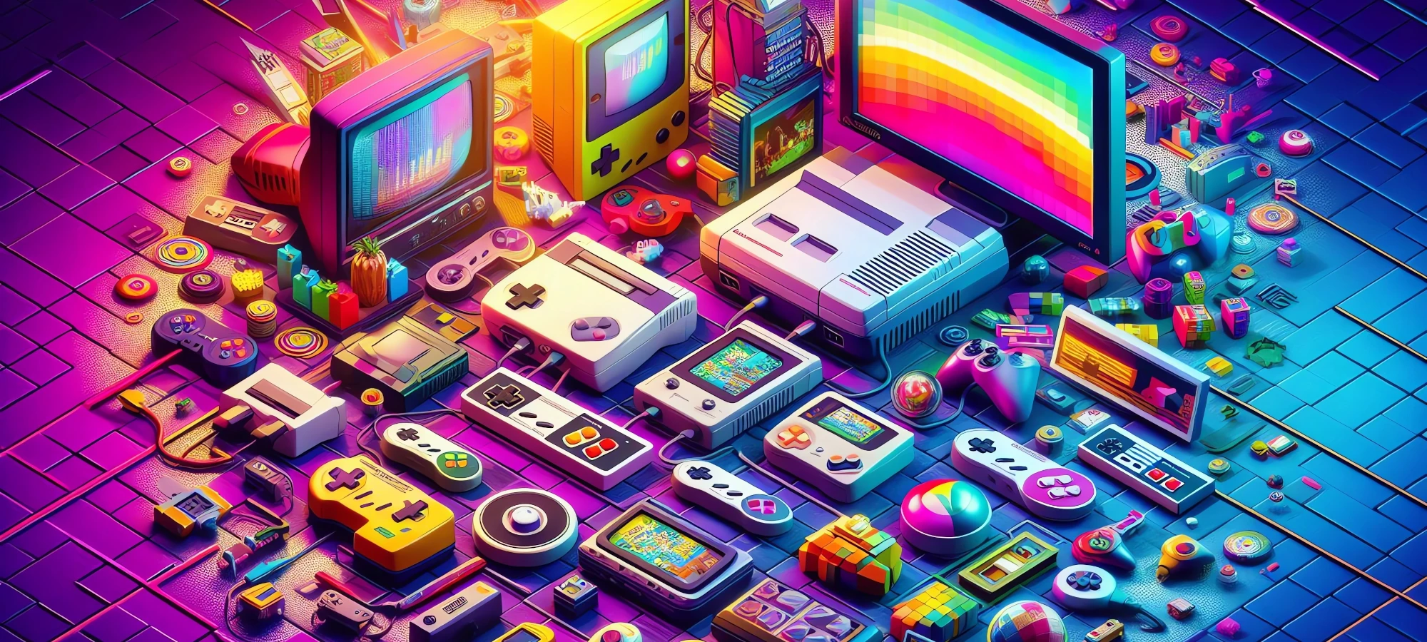 Arte de blog com muitos consoles em emuladores