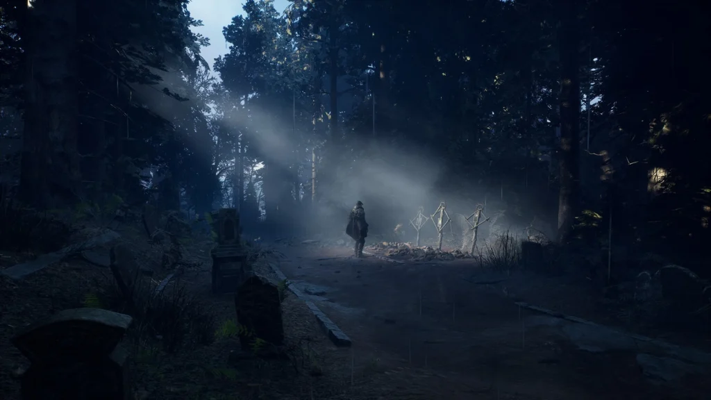 Cruzes em covas improvisadas, a beira da estrada em Hell is Us