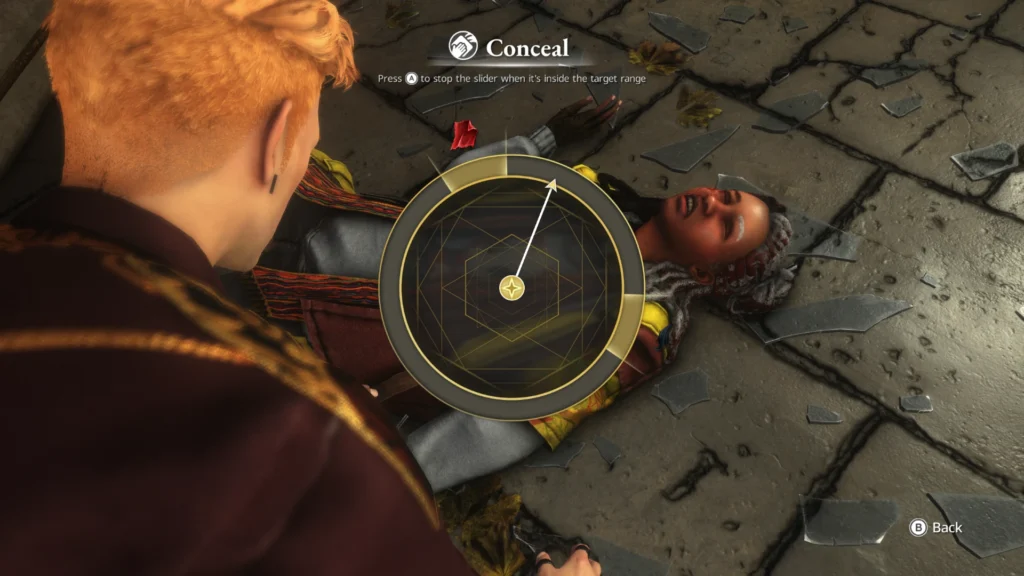 Um personagem caído ao chão em Killer INN e um tipo de relógio na tela com uma contagem regressiva.