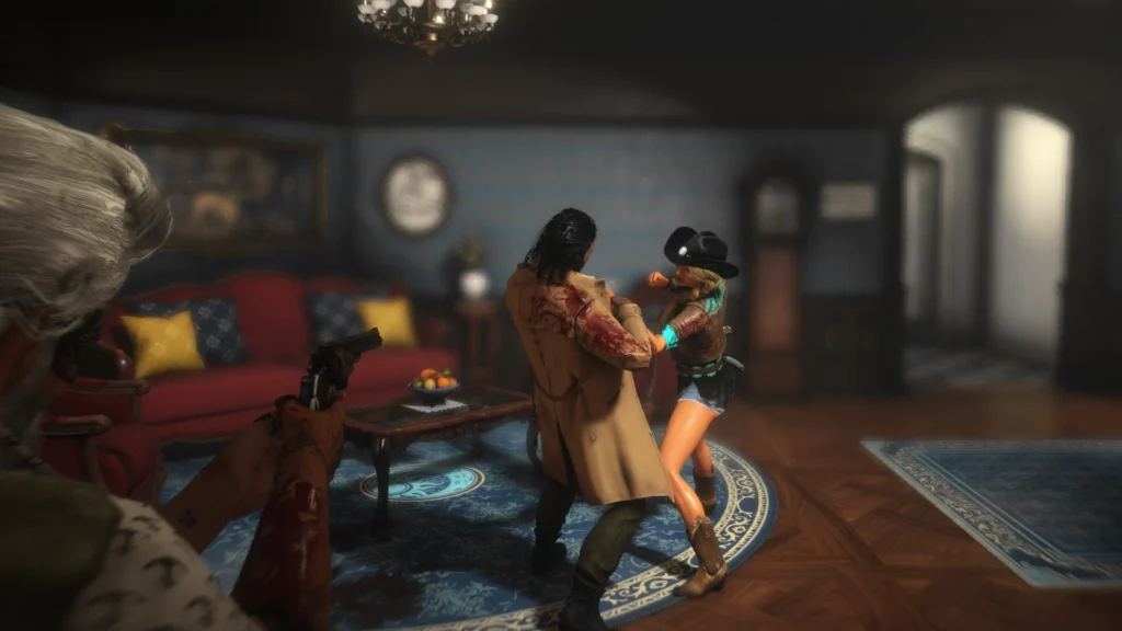 Cena de uma briga entre duas pessoas e uma pessoa mais afastada observando a luta, precisa saber se é um Wolf em Kill INN