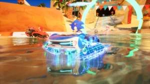 Sonic concentrado na corrida
